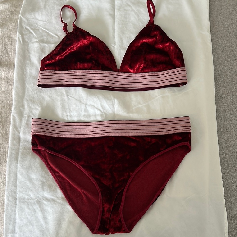 Red Velvet Bralette and Panty Set